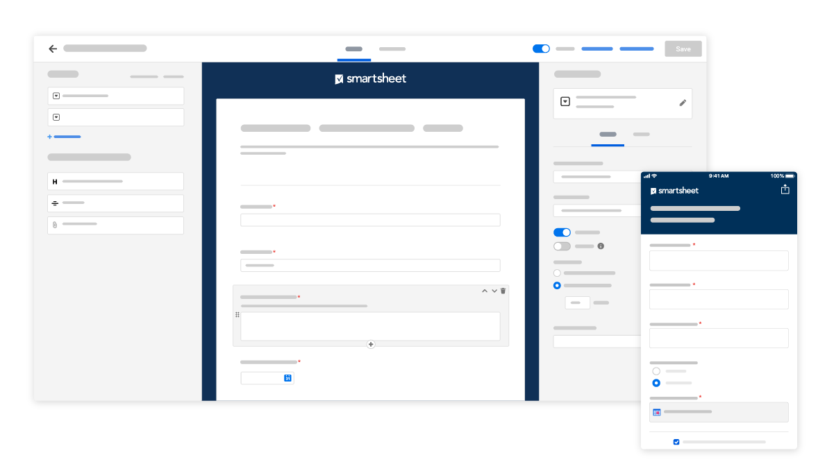 Construtor de formulários do Smartsheet