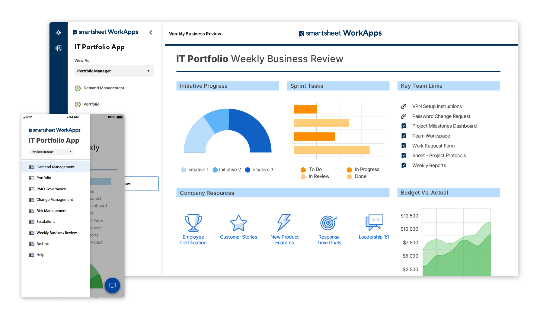 Smartsheet WorkApps Product Screen