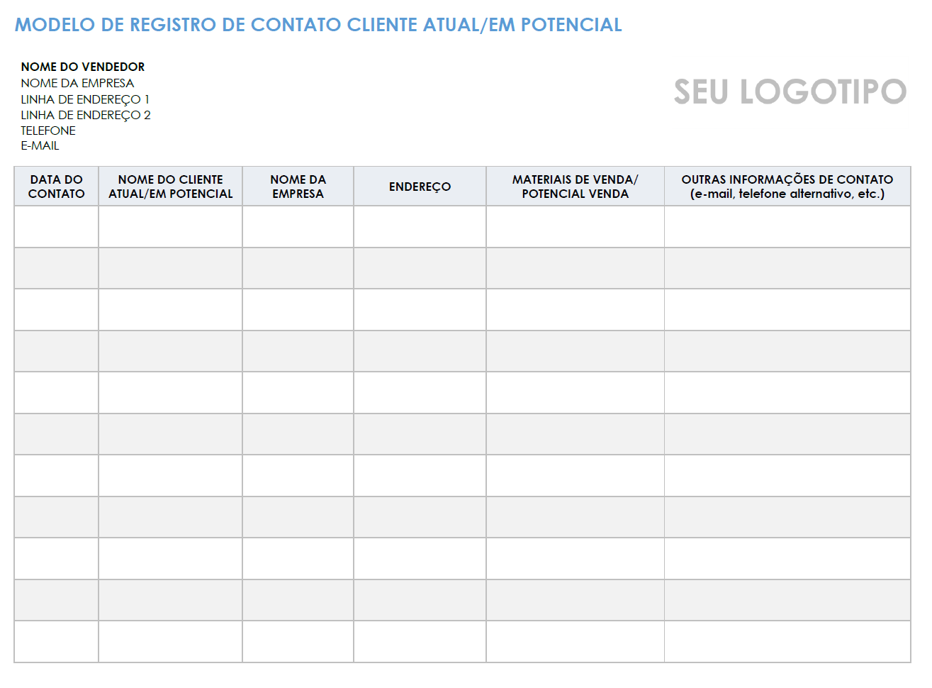  modelo de registro de contato do cliente potencial