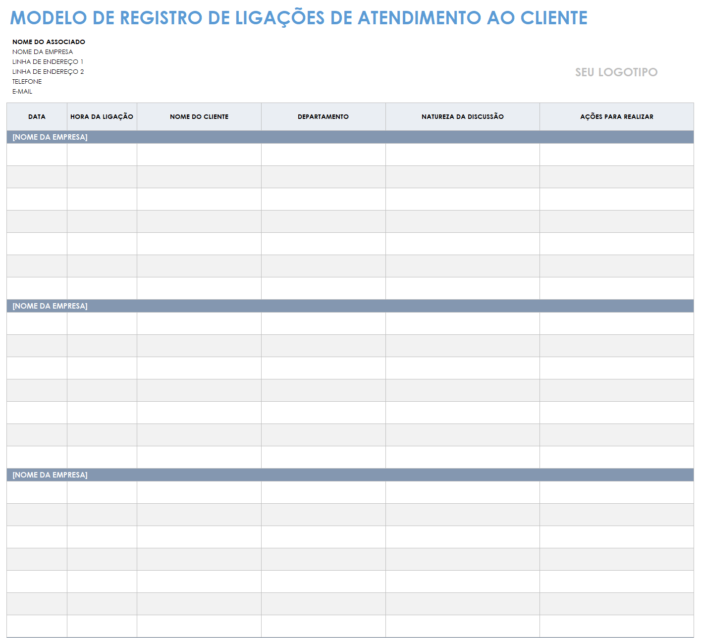  modelo de registro de chamadas de atendimento ao cliente