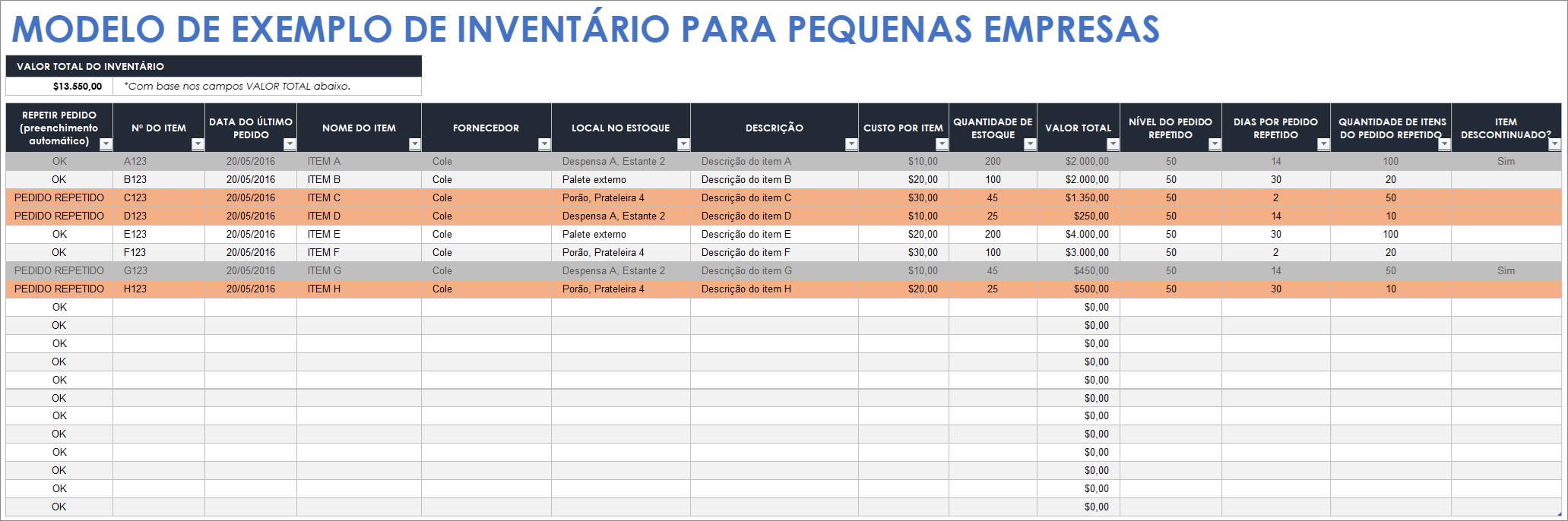  Exemplo de modelo de inventário para pequenas empresas