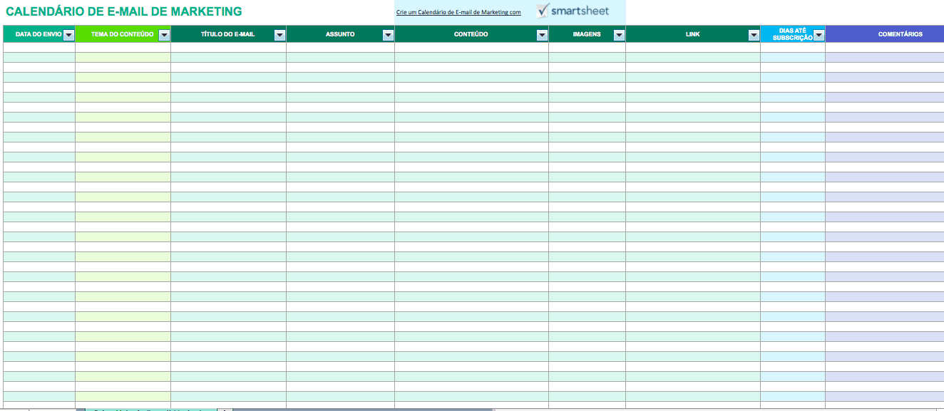 CALENDÁRIO DE E-MAIL DE MARKETING