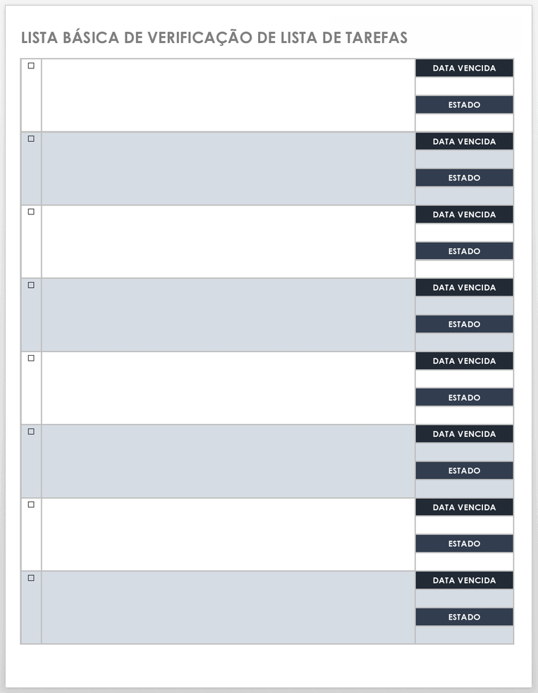 Lista de verificação básica da lista de tarefas