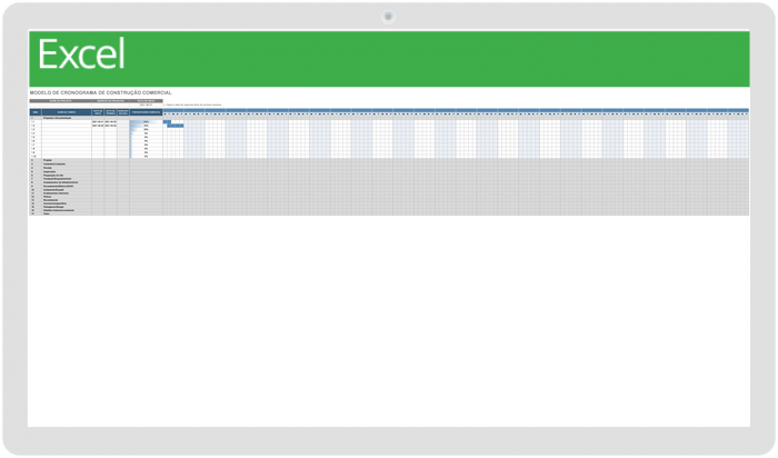 Modelo de cronograma de construção comercial atualizado
