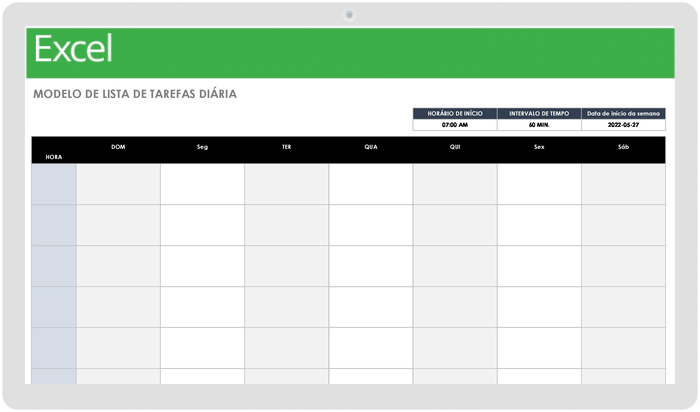 Modelo de Lista de Tarefas Diárias