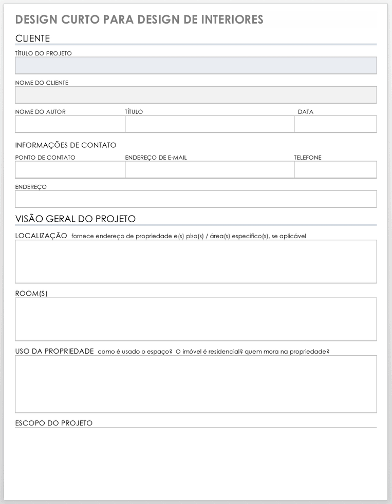 Resumo de design para design de interiores