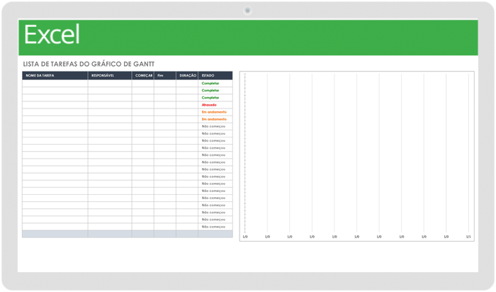 Modelo de Lista de Tarefas do Gráfico de Gantt