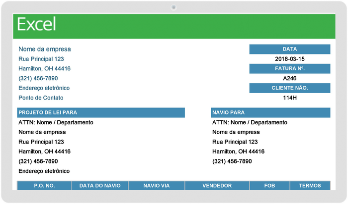 Modelo de fatura com pagamento parcial