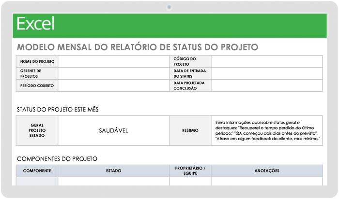 Ralatorio Mensal De Status Do Projeto