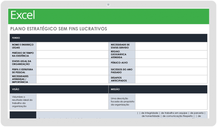 Modelo de plano estratégico para organizações sem fins lucrativos