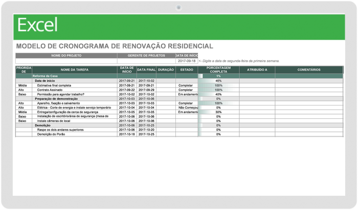 Modelo de Cronograma de Renovação Resedential atualizado