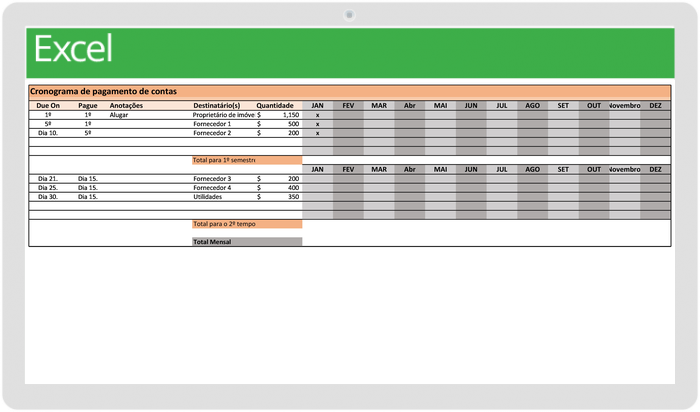 agendamento de pagamento um Modelo